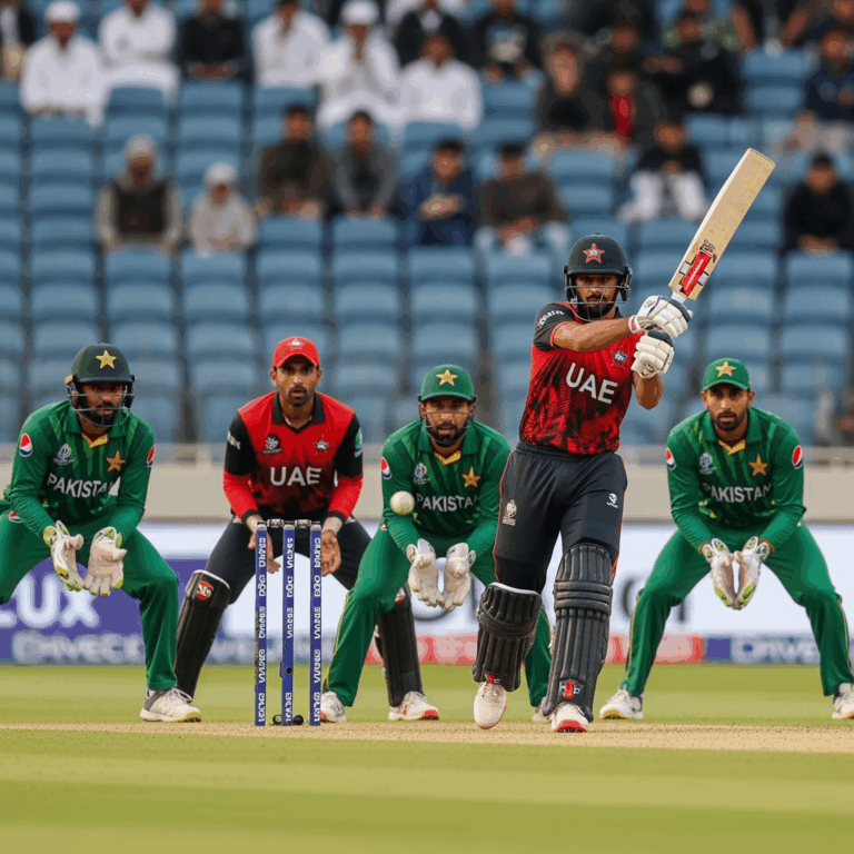 Illustration for: UAE Battles Pakistan in Thrilling Tri-Series Match