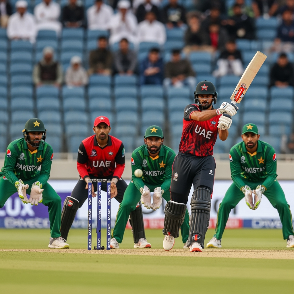 Illustration for: UAE Battles Pakistan in Thrilling Tri-Series Match