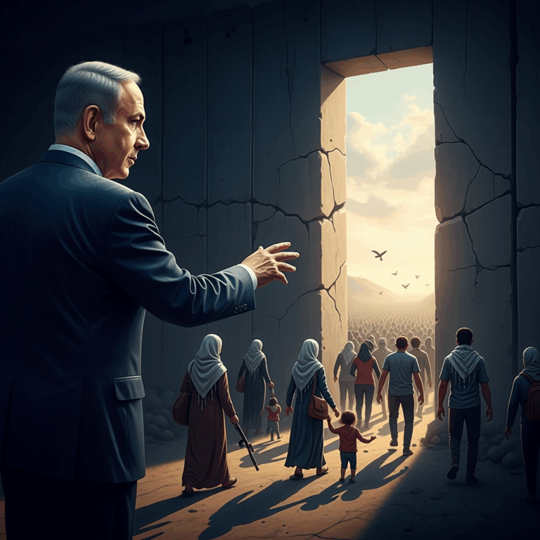 Illustration for: نتنياهو يعلن السماح للفلسطينيين بمغادرة غزة
