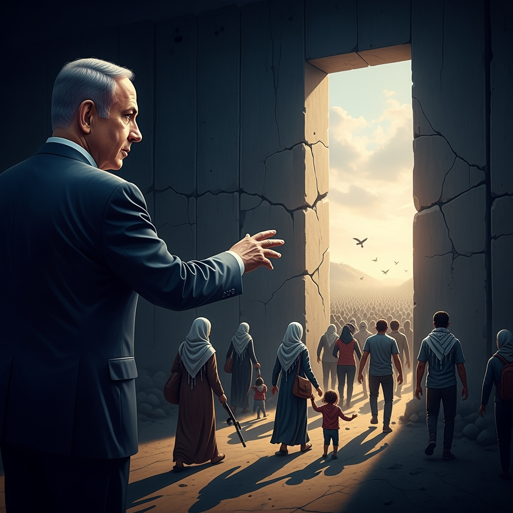 Illustration for: نتنياهو يعلن السماح للفلسطينيين بمغادرة غزة