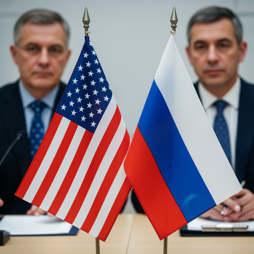 Illustration for: US-Russia Meetings on Global Conflicts