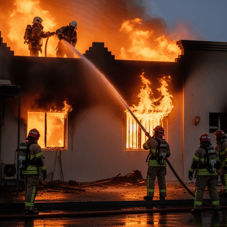 Illustration for: Firefighting Efforts in Muscat, Oman