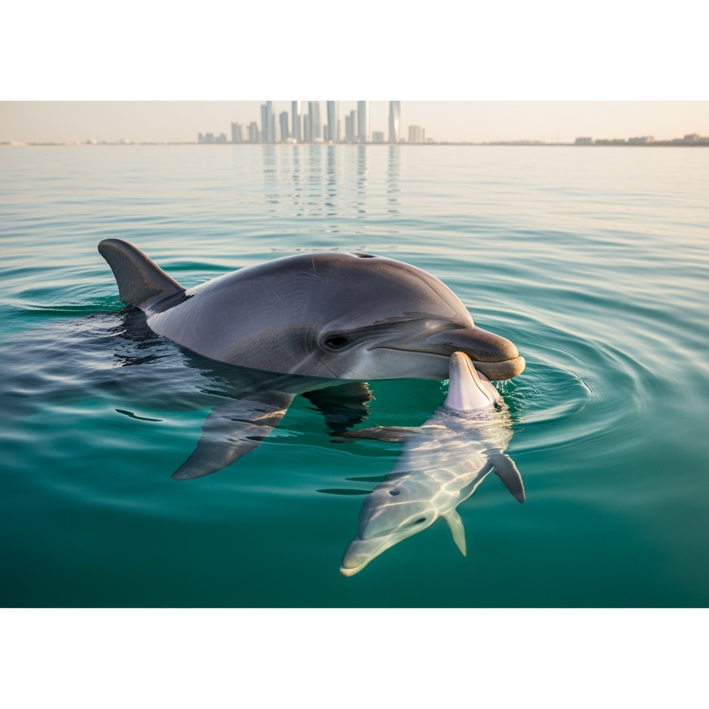 Illustration for: Mother Dolphin Mourns Calf in Abu Dhabi Waters