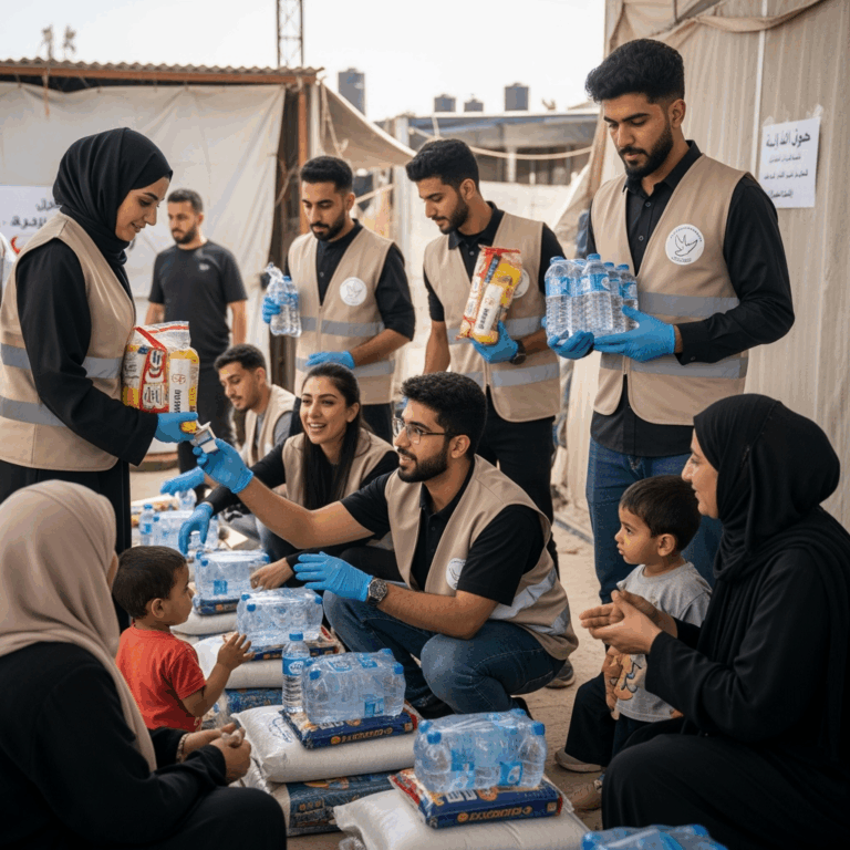 Illustration for: Emirati Youth Lead Aid Efforts in Gaza