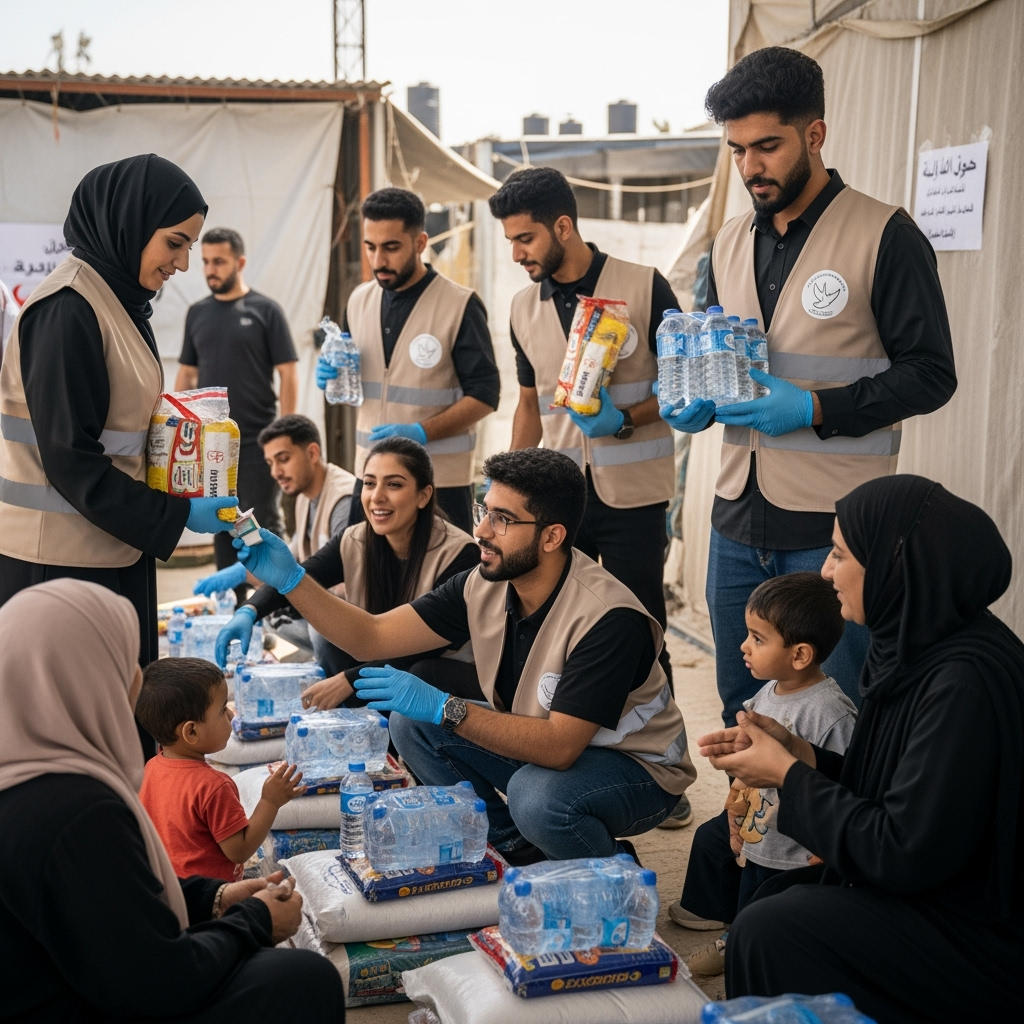 Illustration for: Emirati Youth Lead Aid Efforts in Gaza
