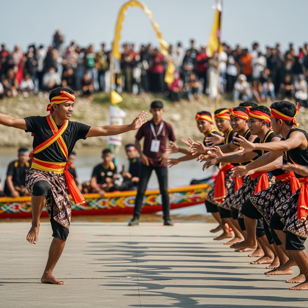 Illustration for: Pacu Jalur's Viral Dance Boosts Global Appeal