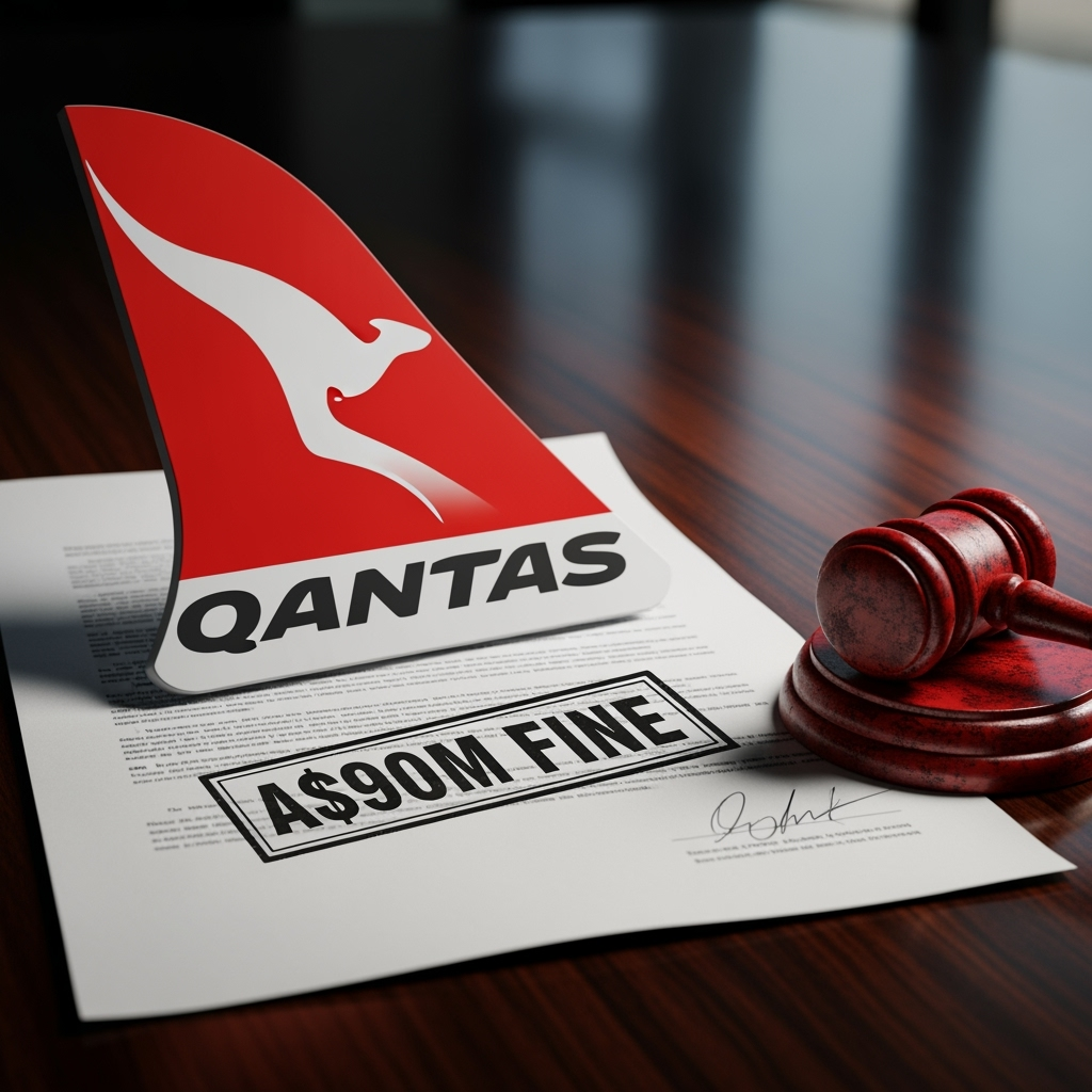Illustration for: Qantas Fined A$90M for Illegal Staff Dismissal