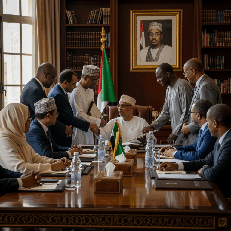Illustration for: Sudan's Founding Coalition Forms Transitional Government