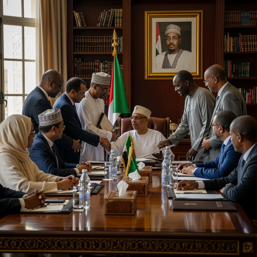 Illustration for: Sudan's Founding Coalition Forms Transitional Government