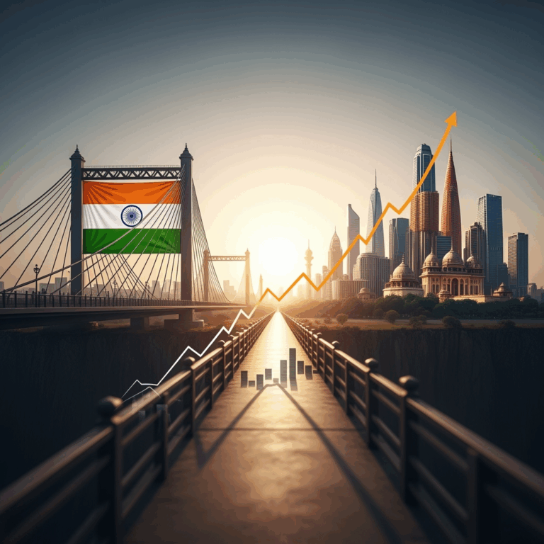 Illustration for: India Faces US Tariffs: Resilience and Growth Path