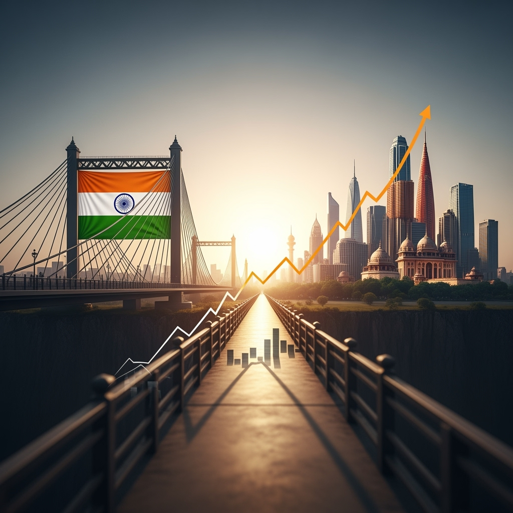 Illustration for: India Faces US Tariffs: Resilience and Growth Path