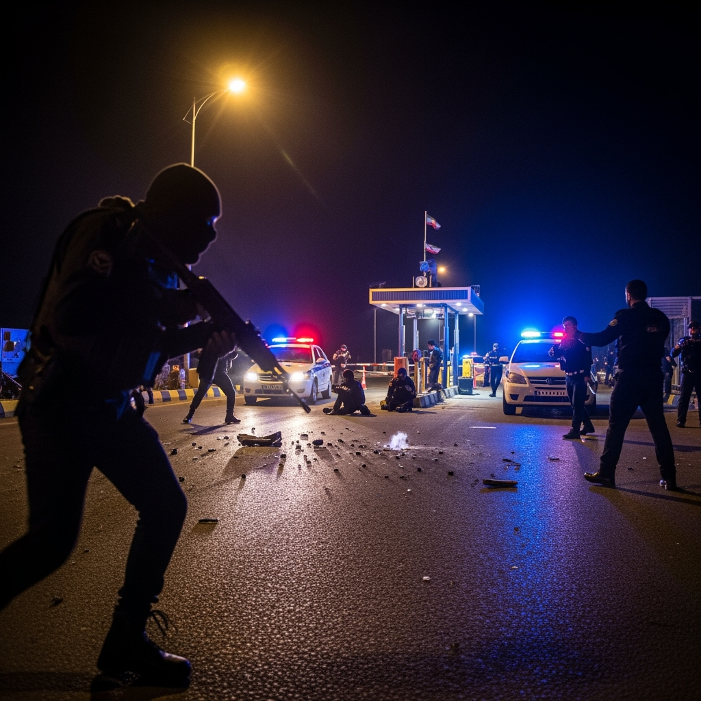 Illustration for: Terrorist Attack on Iranian Police Checkpoint