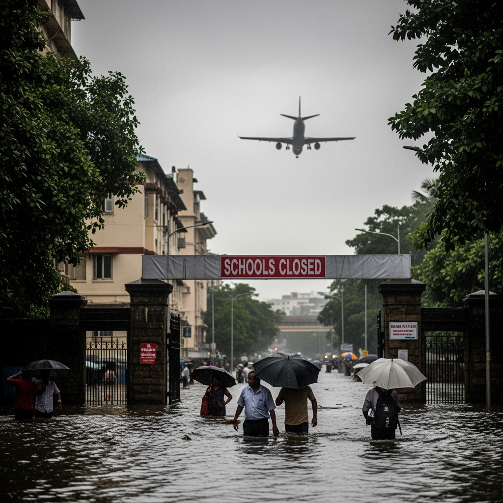 Illustration for: Mumbai Rains: Flights Diverted, Schools Closed