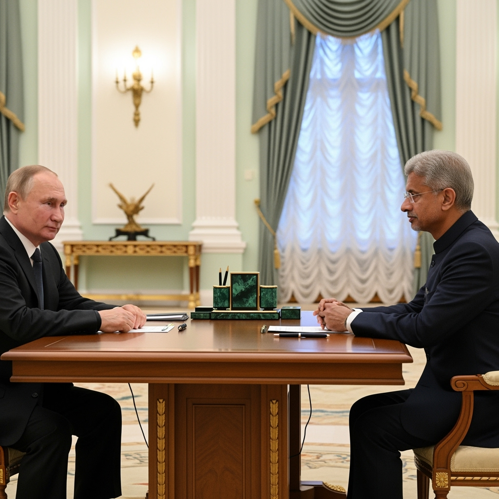Illustration for: Putin Meets Indian Foreign Minister at Kremlin