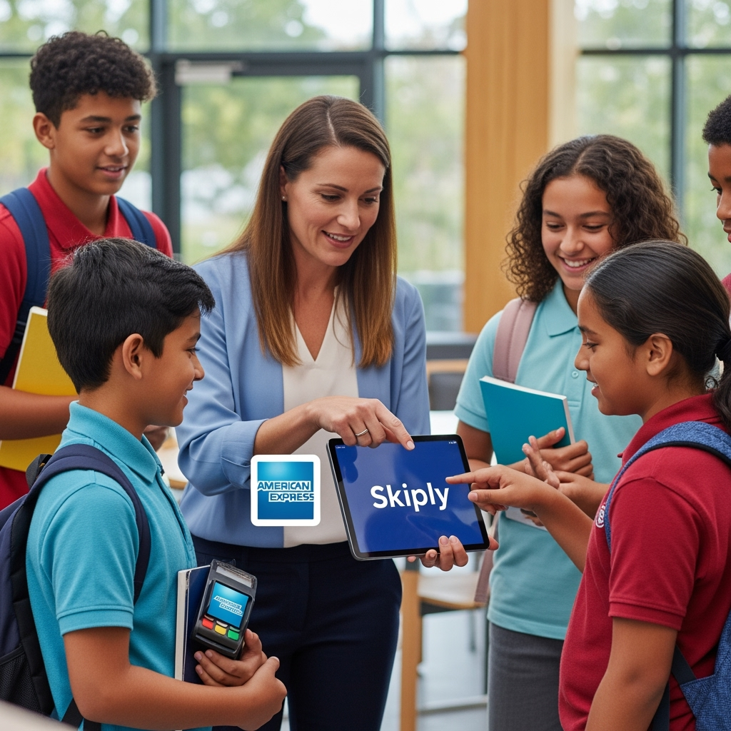 Illustration for: American Express Partners with Skiply for School Payments