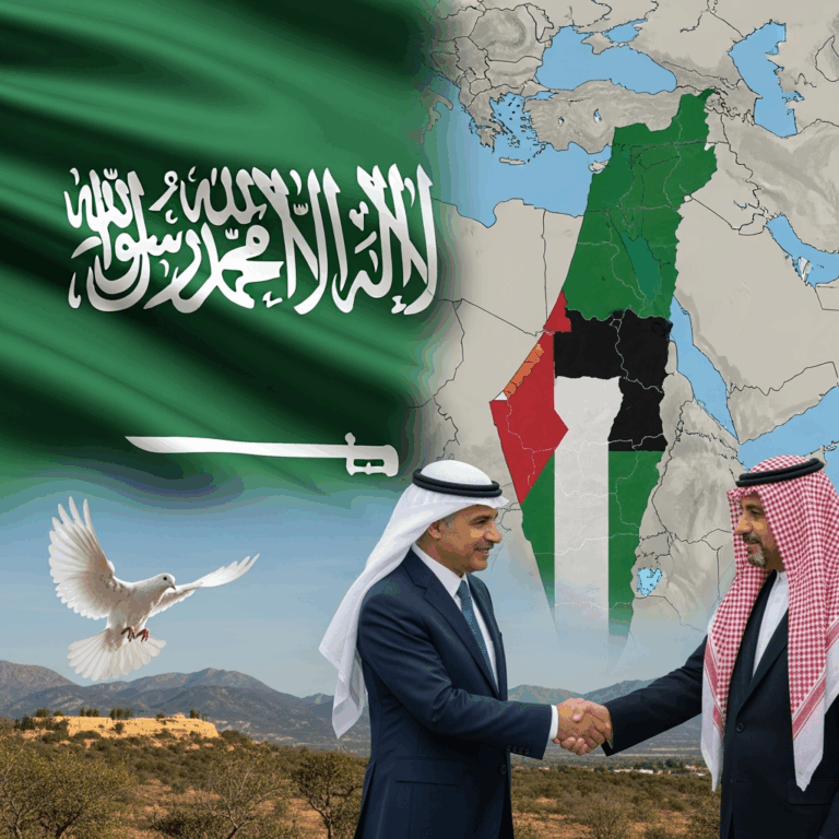 Illustration for: Saudi Arabia Supports Two-State Solution and Condemns Gaza Occupation