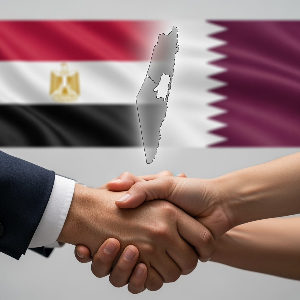 Illustration for: Egypt and Qatar Stress Gaza Ceasefire Importance