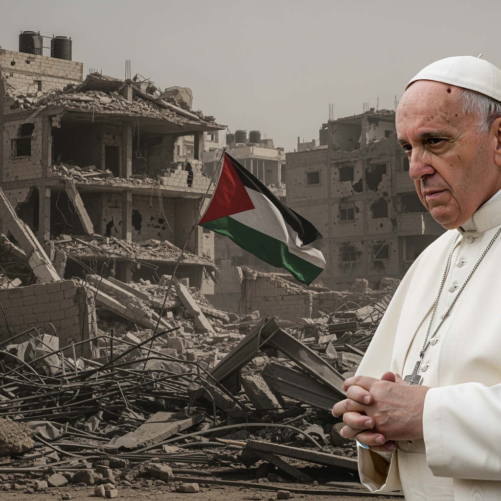 Illustration for: Pope Urges End to Gaza Destruction
