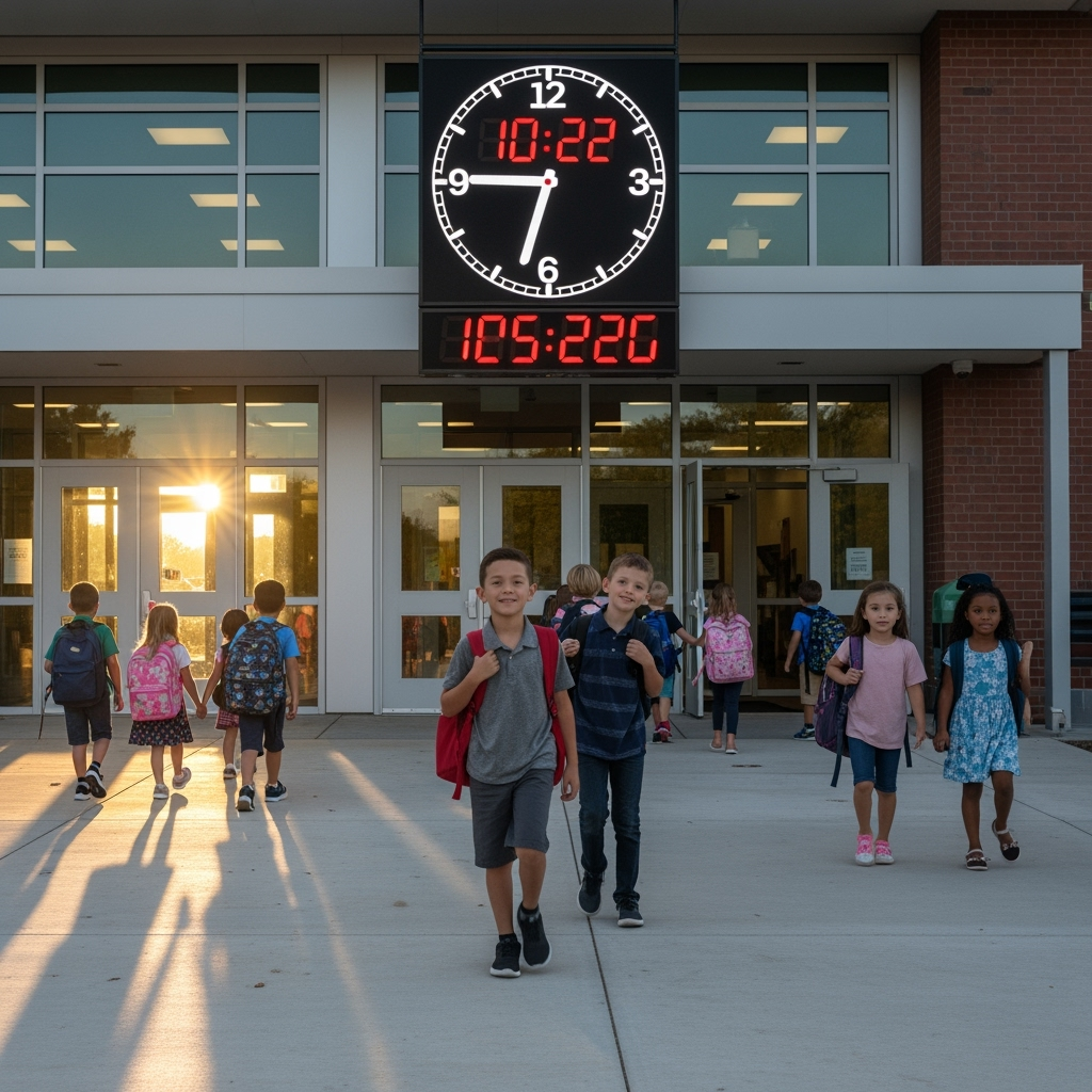 Illustration for: New Staggered School Start Times for 2025-2026