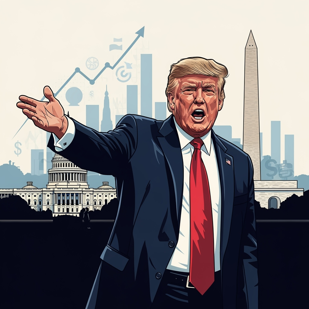Illustration for: Trump Criticizes Crime Rates in Washington, D.C.