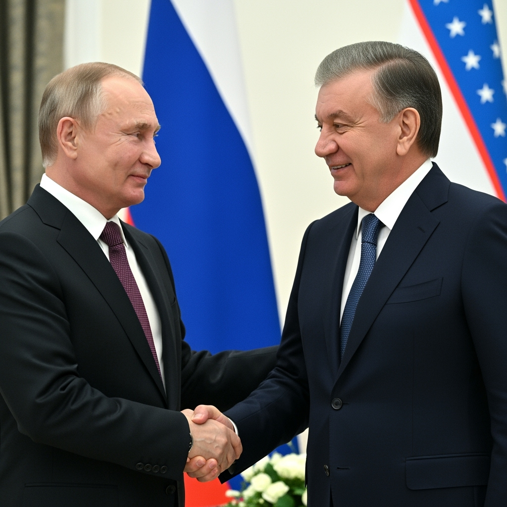 Illustration for: Putin Congratulates Uzbek President on Bilateral Relations
