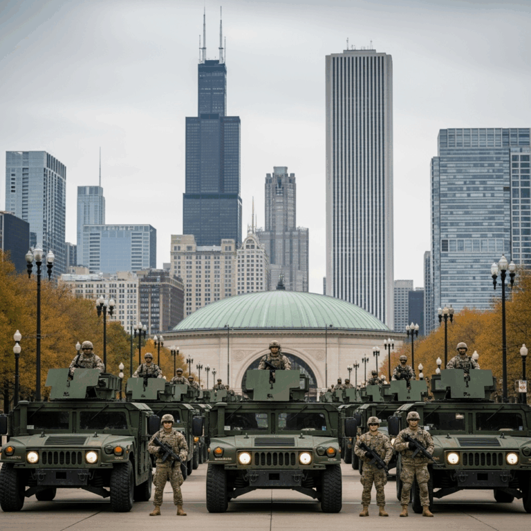 Illustration for: Pentagon Plans Military Deployment in Chicago