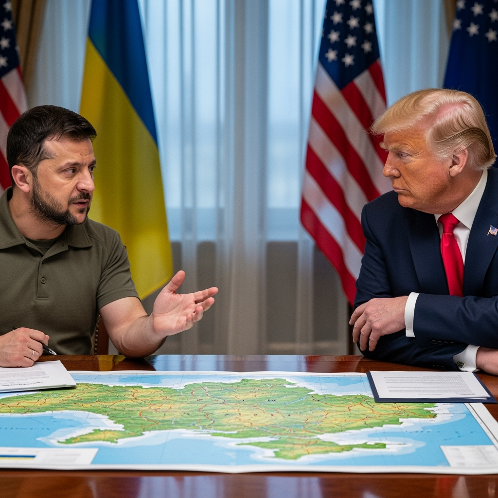 Illustration for: Zelensky and Trump Discuss Crimea and Conflict Resolution