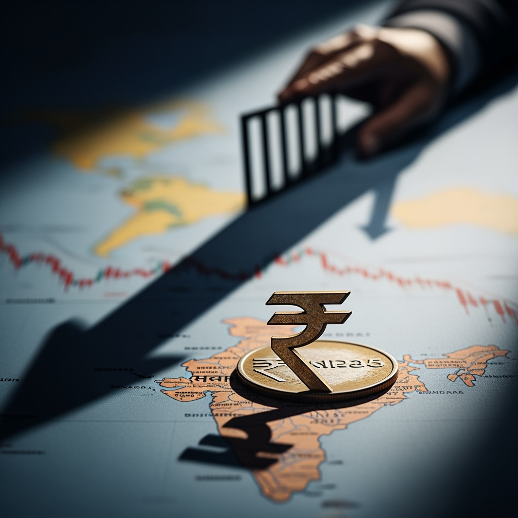 Illustration for: Indian Rupee Hits Record Low Amid US Tariffs