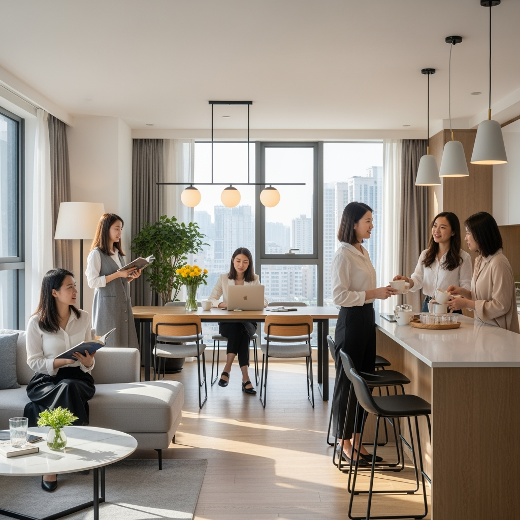 Illustration for: Women-Only Co-Living Spaces in China Gain Popularity
