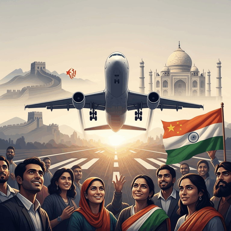 Illustration for: China-India Flight Resumption to Benefit Billions