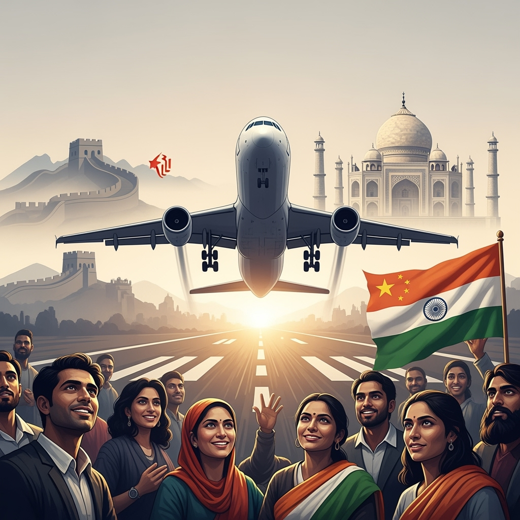 Illustration for: China-India Flight Resumption to Benefit Billions