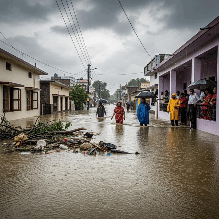 Illustration for: Severe Floods Hit Jammu Amid Intense Monsoon Rains