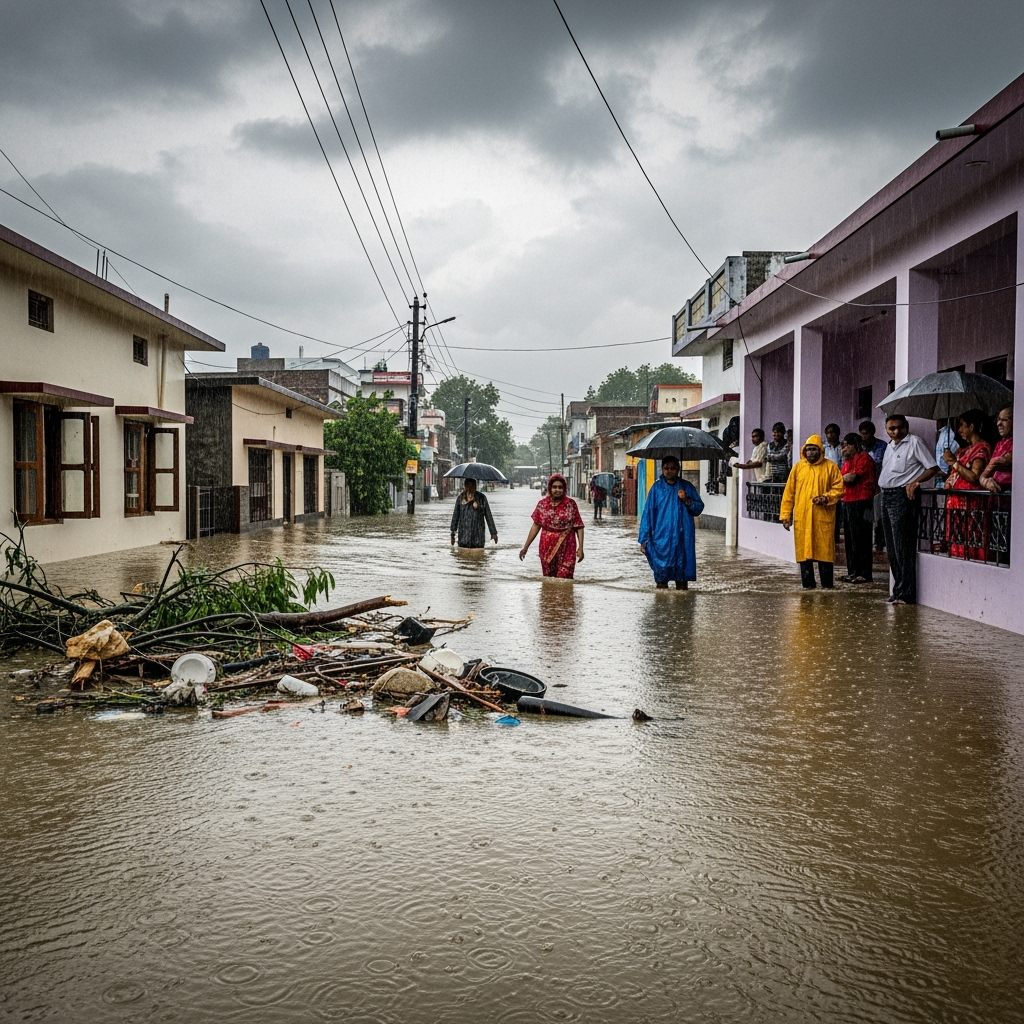 Illustration for: Severe Floods Hit Jammu Amid Intense Monsoon Rains