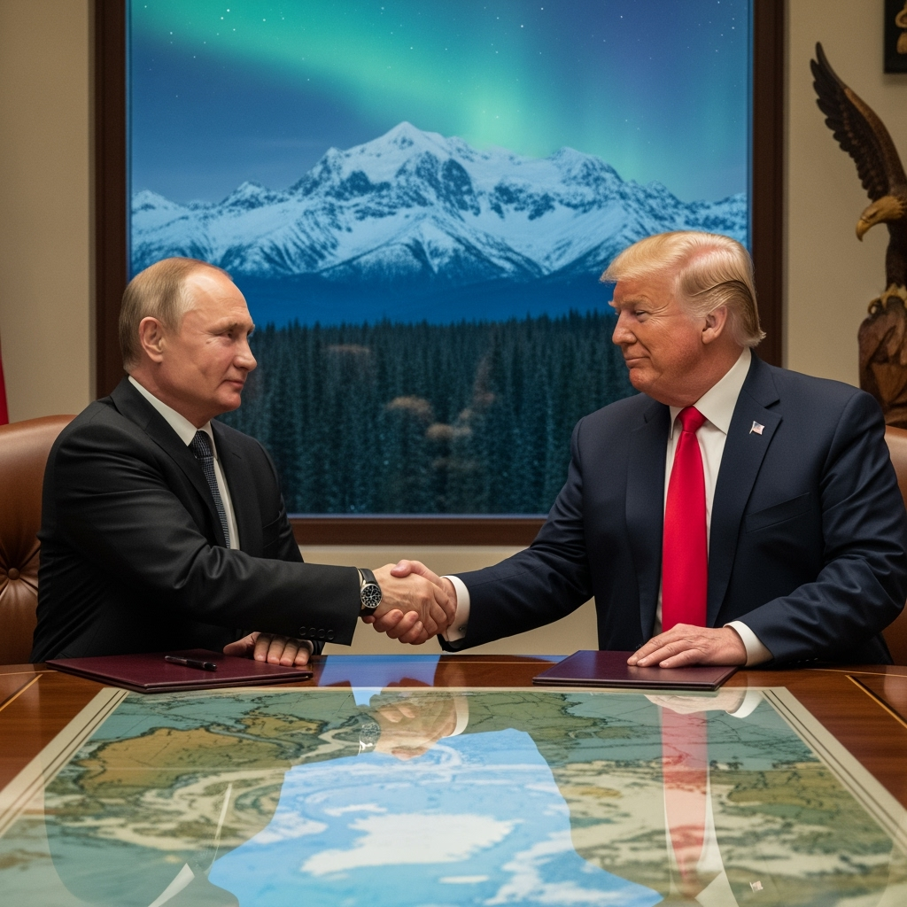 Illustration for: Putin and Trump Summit in Alaska