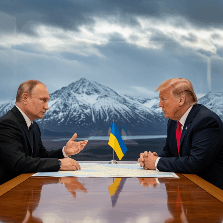 Illustration for: Putin and Trump to Discuss Ukraine Crisis in Alaska