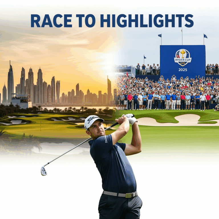 Illustration for: Global Golf Highlights: Race to Dubai & Ryder Cup 2025