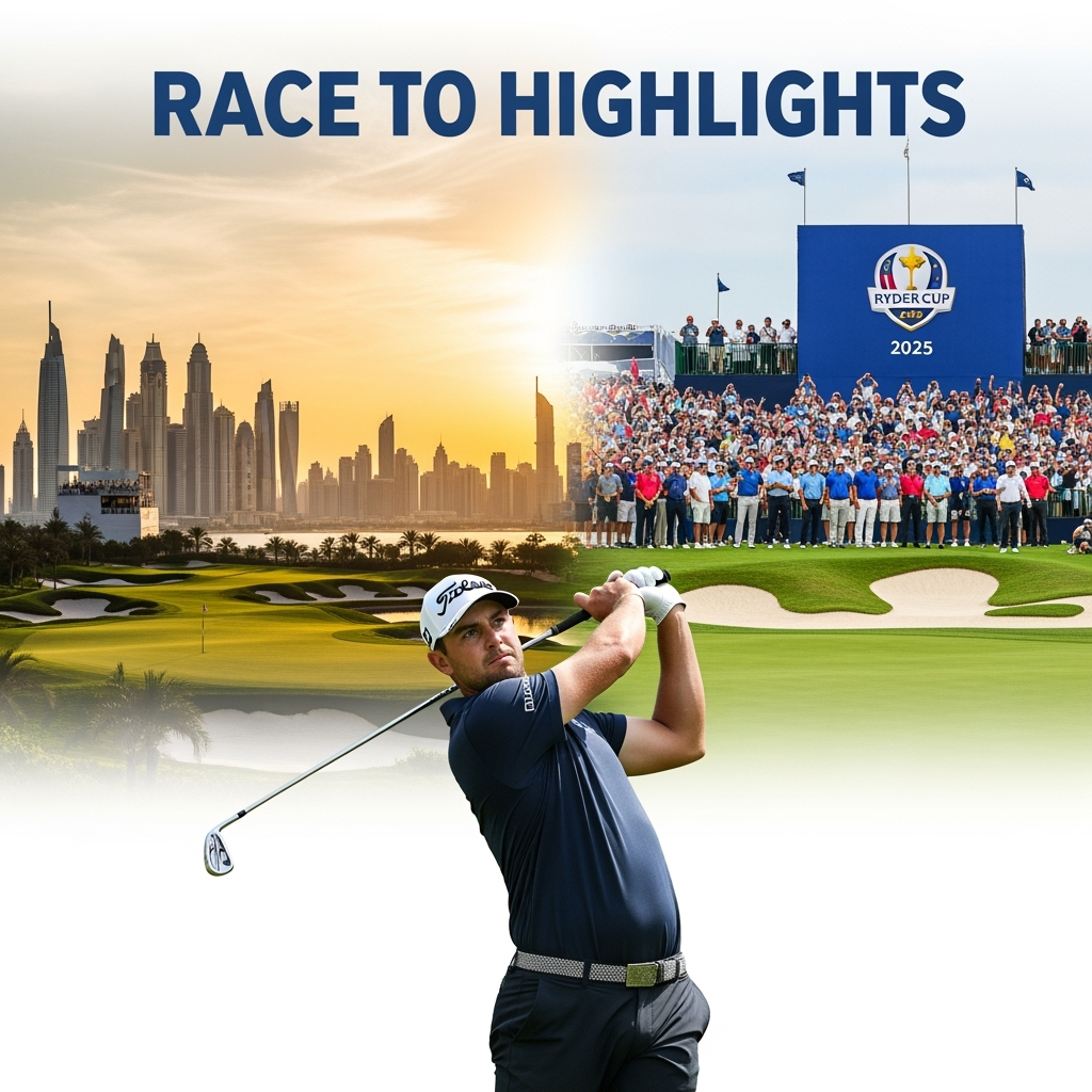 Illustration for: Global Golf Highlights: Race to Dubai & Ryder Cup 2025