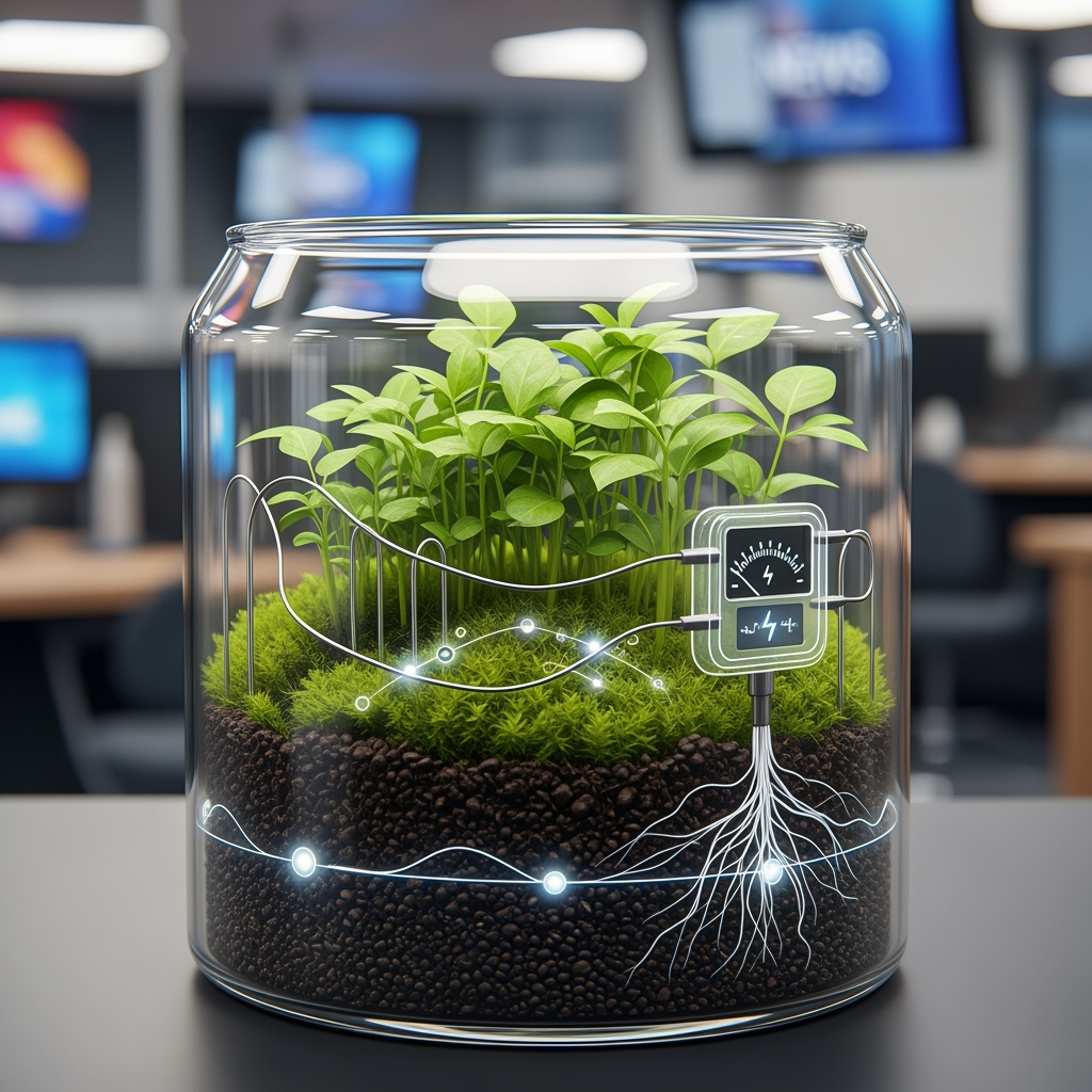 Illustration for: Bio-Battery: Microbes and Plants Power
