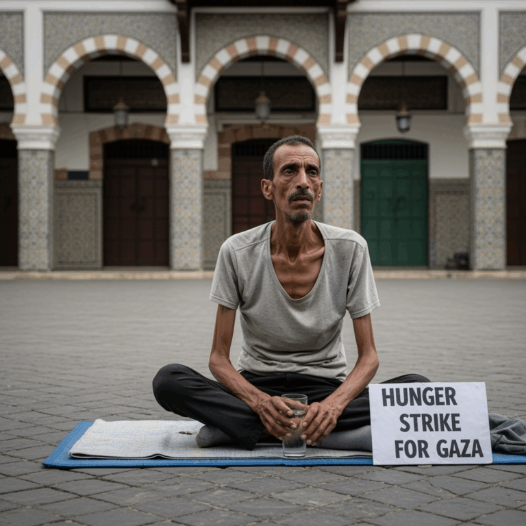 Illustration for: Hunger Strike in Tunisia for Gaza Solidarity