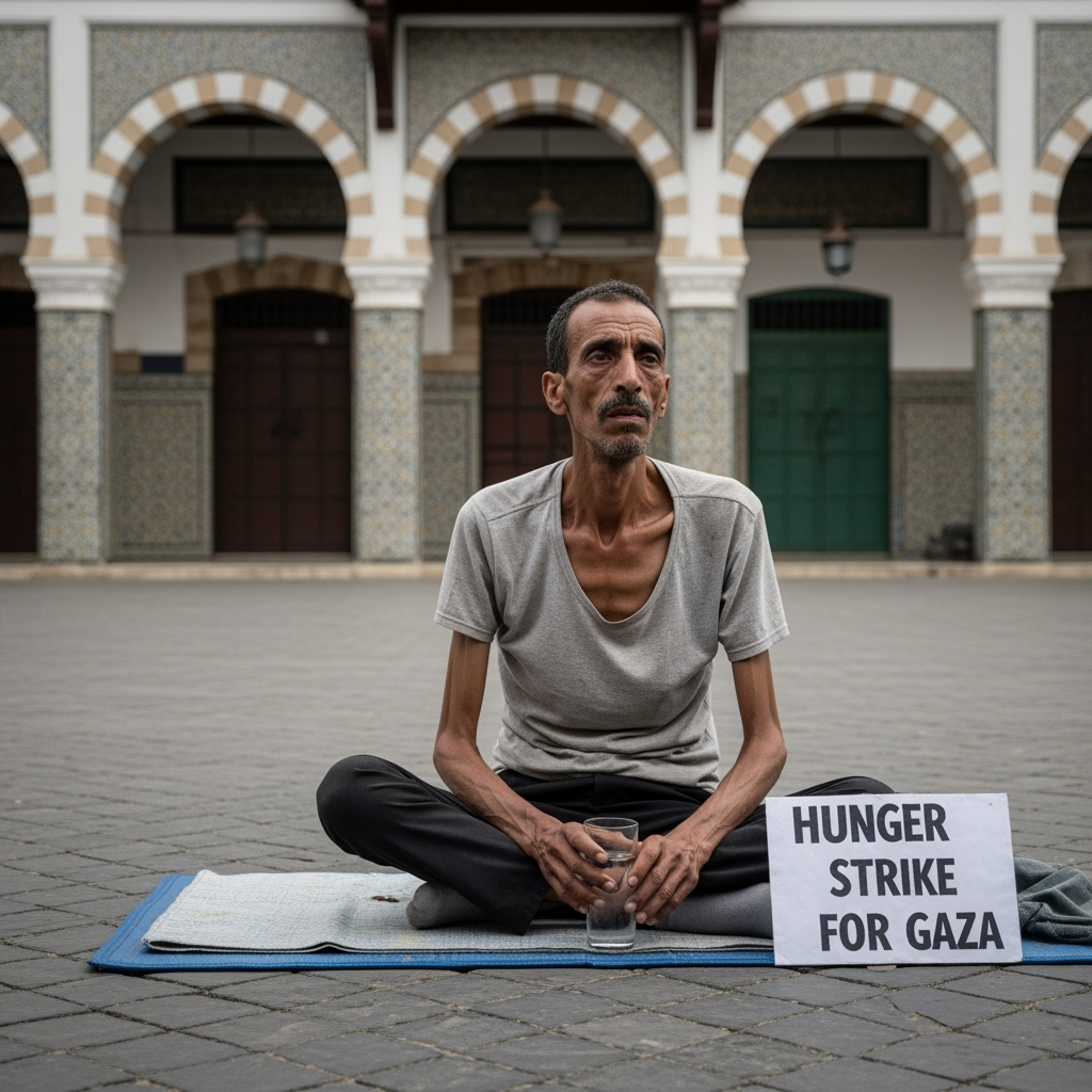 Illustration for: Hunger Strike in Tunisia for Gaza Solidarity