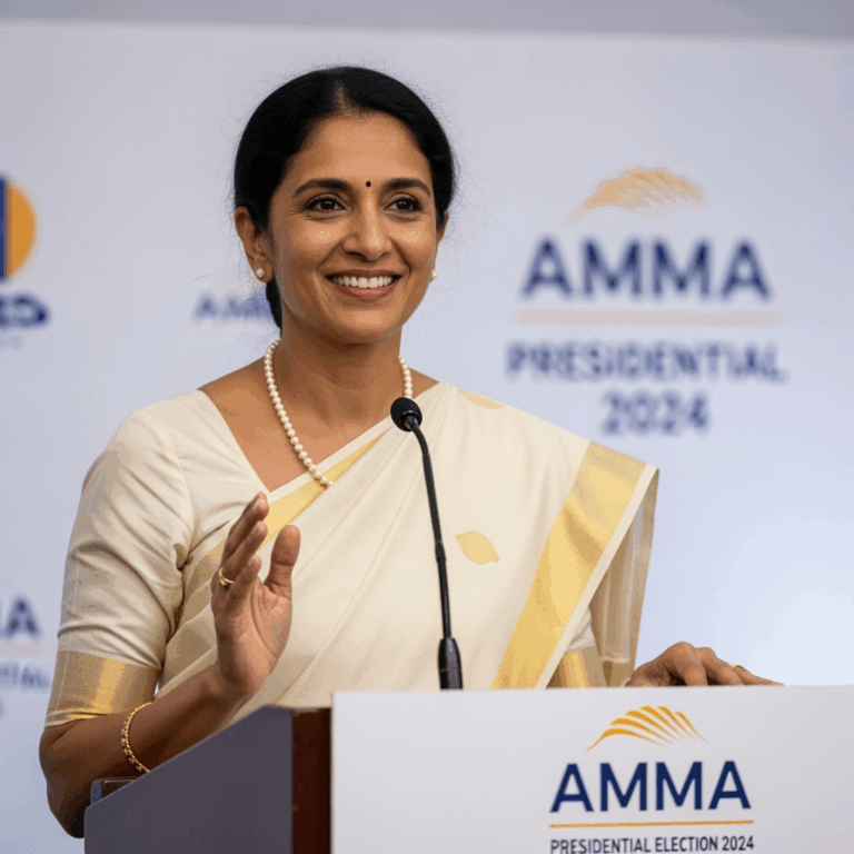 Illustration for: Shwetha Menon Elected First Female AMMA President