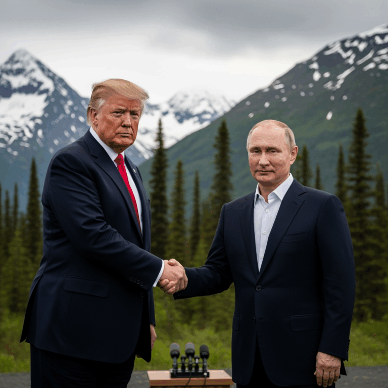 Illustration for: Trump and Putin to Meet in Alaska on August 15
