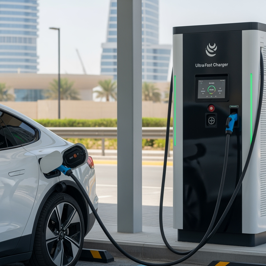 Illustration for: Dubai's New Ultra-Fast EV Chargers Launched
