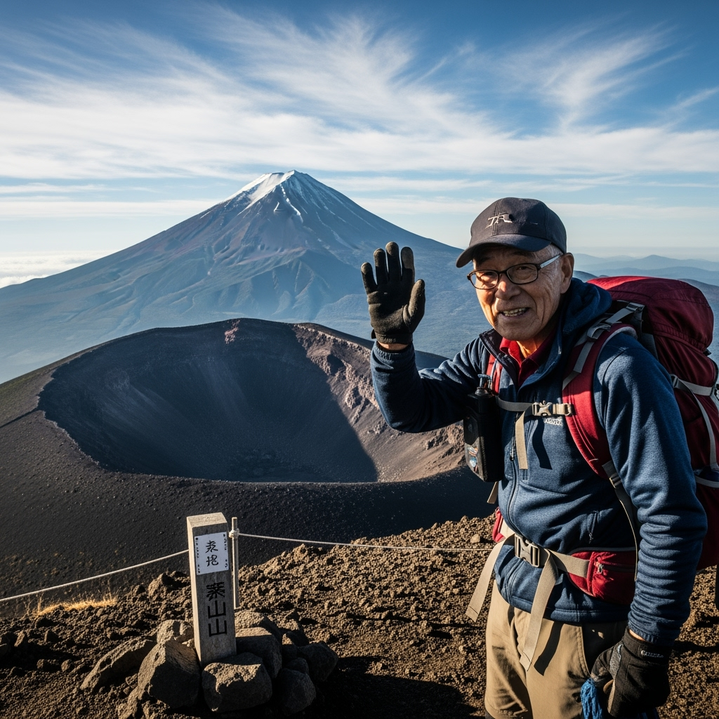 Illustration for: 102-Year-Old Sets Record Climbing Mount Fuji