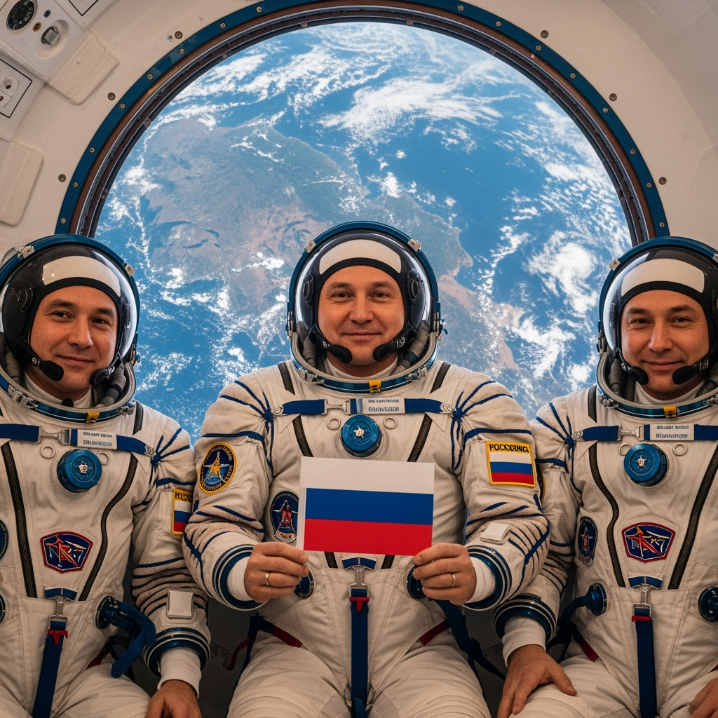 Illustration for: Roscosmos Shares Astronauts' National Day Message