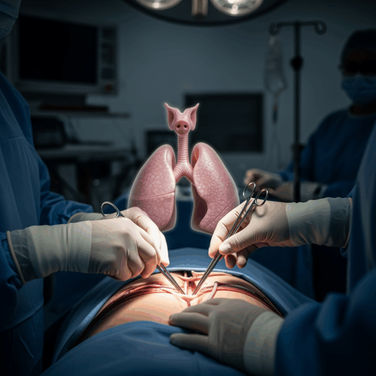 Illustration for: First Pig Lung Transplant in Human: A Medical Breakthrough