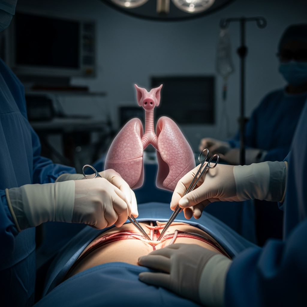 Illustration for: First Pig Lung Transplant in Human: A Medical Breakthrough