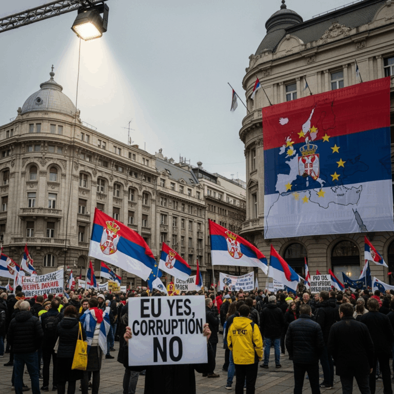 Illustration for: Protests in Serbia and EU Promotion Concerns