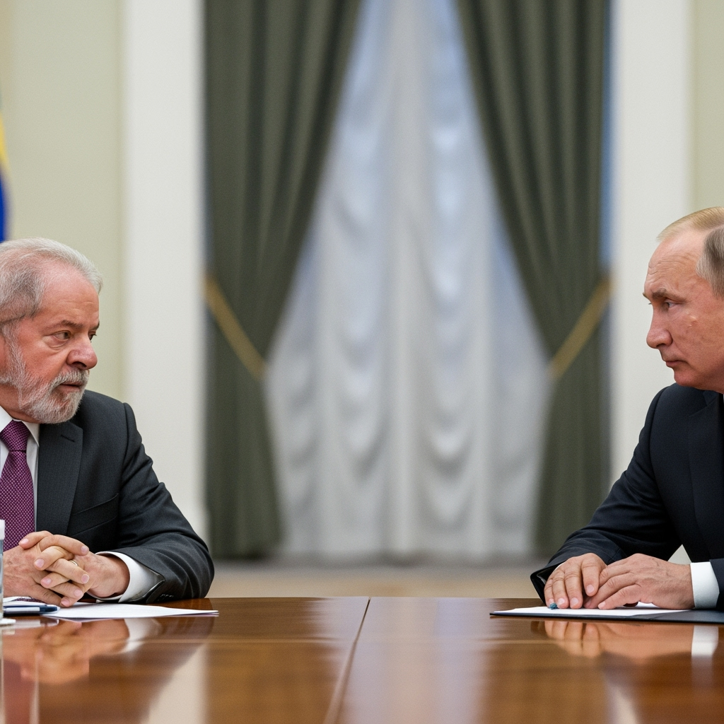 Illustration for: Brazil's Lula and Russia's Putin Discuss Peace Efforts