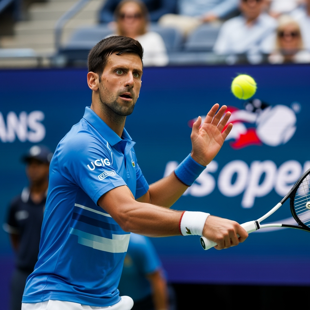 Illustration for: Djokovic Battles Through US Open Challenges